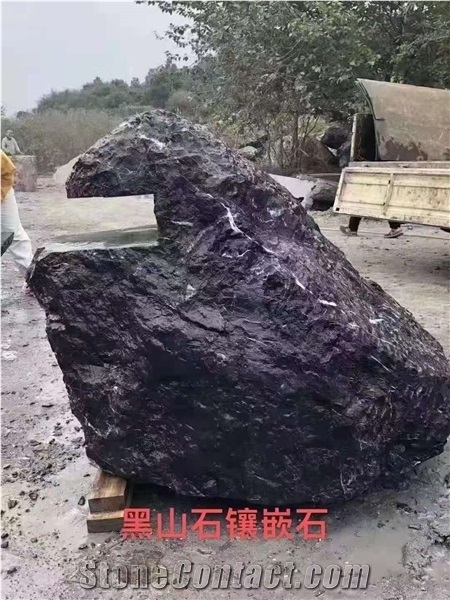 China Blackrock Granite Split Waterjet Landscaping Stone