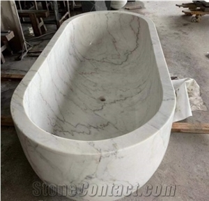China Panda White Marble Polished Stone Bathtub