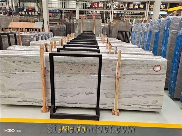 Chinese Cloud Grey Marble Honed Stair Treads