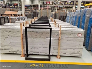 Chinese Cloud Grey Marble Honed Stair Treads