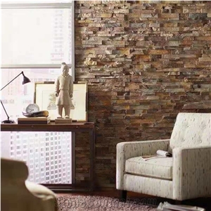 Chinese Rusty Slate Split Cultural Stone Fireplace