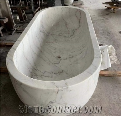 Dark Grey Marble Polished Oval Stone Bathtub
