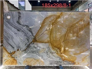 Dunhuang Murals Quartzite Multicolor Polished Wall Slabs