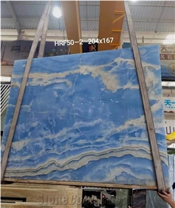 Iran Natural Blue Onyx Polished Big Slabs & Wall Cladding