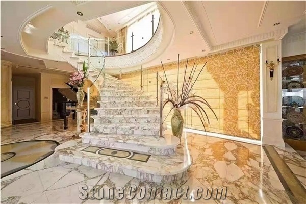 Italy Calacatta Gold Marble Polished Stair Treads