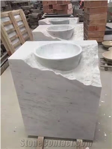 Italy Carrara Marble White Polished Stone Sink & Wash Basin