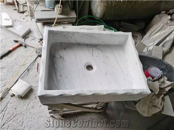 Italy Carrara Marble White Polished Stone Sink & Wash Basin