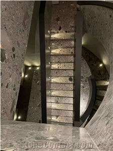 Italy Fossil Grey Marble Polished Stair Treads & Stone Steps