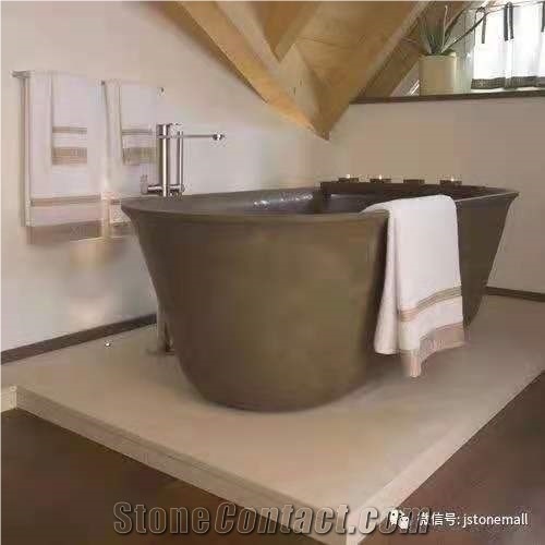 Italy Roma Rosewood Sandstone Purple Honed Stone Bathtub