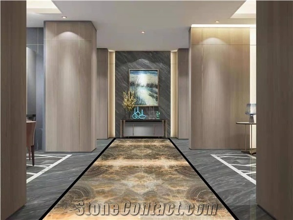 Italy Water Black Jade Onyx Polished Floor Covering Tiles