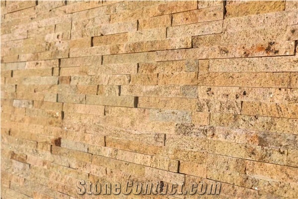 Tiger Skin Yellow Quartzite Split Cultural Stone Wall Tiles