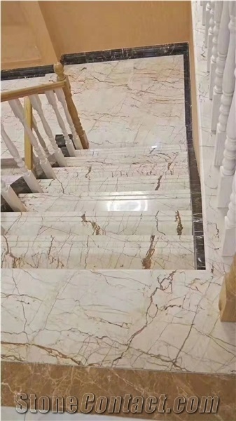 Turkey Sofitel Gold Marble Polished Stair Treads&Stone Steps