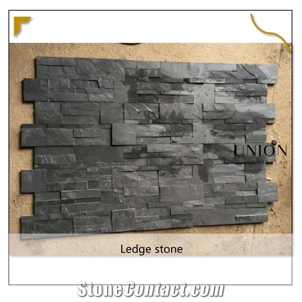 18x35jiujiang Black Ledge Stacked Stone Cultured Veneer Pane