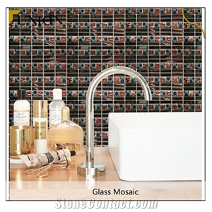 300*300mmcolorful Flower Shining Crystal Glass Mirror Mosaic