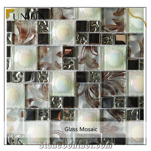 3d Crystal Glass Mosaic Stone Brick Wallpaper Green Tiles
