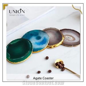 Agate Slices Luxury Agate Kitchen Tea Trays Plates Sets Blue