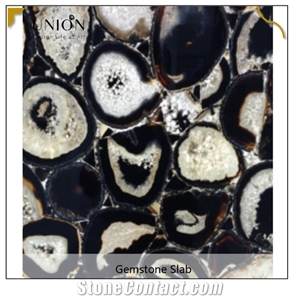 Backlit Black Agate for Table Top Countertop High-End Decoration