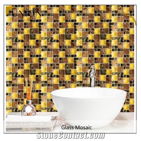Bathroom and Kitchen Decoration Glass Mosaic Glossy Wall