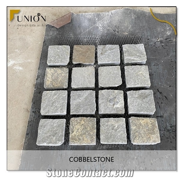 Beige Floor Covering Cobbles Cube Stone Pieces in Stock