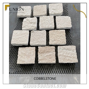 Beige Floor Covering Cobbles Cube Stone Pieces in Stock