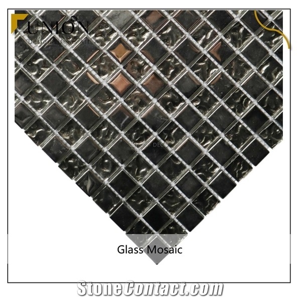 Black Color Stainless Building Mosaic Tiles Mixed Glass
