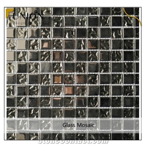 Black Color Stainless Building Mosaic Tiles Mixed Glass
