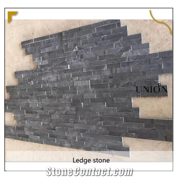 Black Cultured Stone Interlock Shape.Ledge Stone,Dark Grey