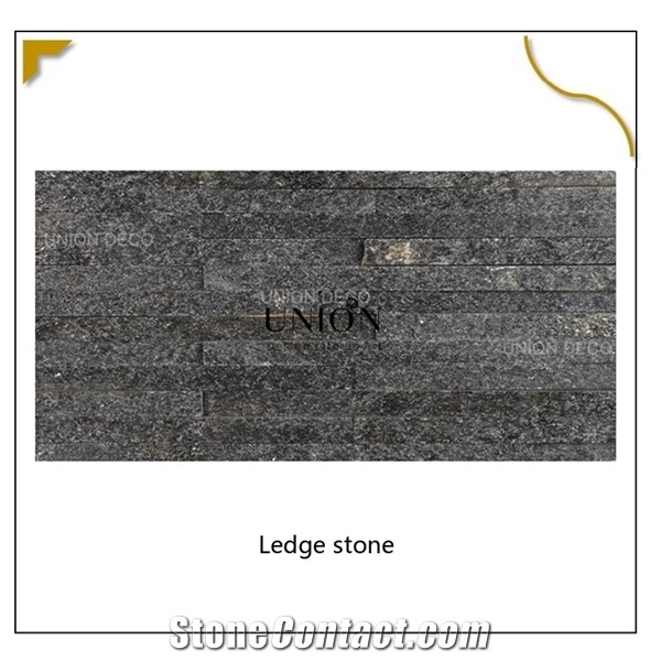 Black Quartize Wall Decor Cladding Ledge Stone Natural Rock