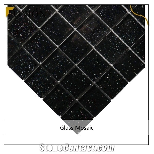 Black Shinning Pure Glass Mosaic Polished Mosaic Tiles