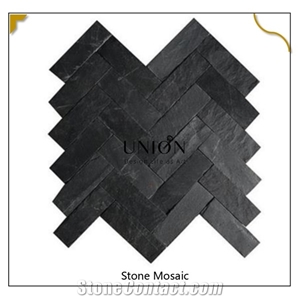 Black Slate Nutural Kitchen Stone Mosaic Fish Bone Shape