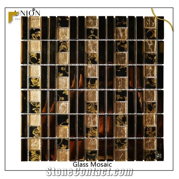Brown Colorful Square Shape Stainless Mixed Glass Mosaic