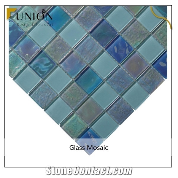 Bule Light and Dark Color Square Shape Glass Mosaic Tiles