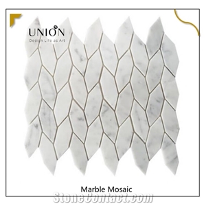 Carrara Marble Rhombus Decoration Stone Wall Leaf Mosaic