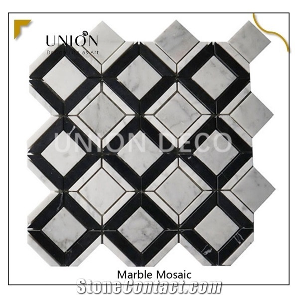 Carrara White Marble Mosaic Pattern Tiles Polished Surface