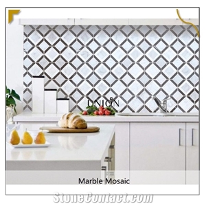 Carrara White Marble Mosaic Pattern Tiles Polished Surface