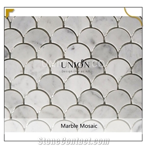 UNION DECO Carrara White Marble Mosaic Polished Kitchen Wall Mosaic