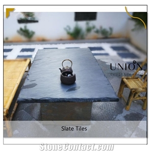 China Black Slate Tiles Natural,Black Revin Slate Floor Tile