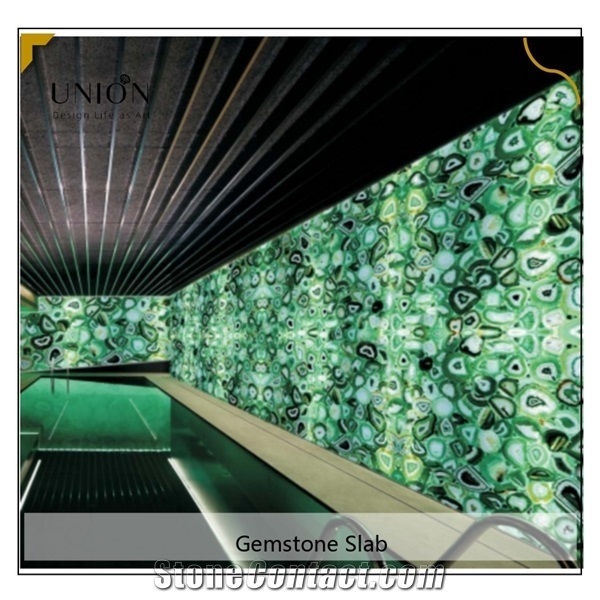 China Gemstone Wall Panels,Green Agates Semipreious Stone