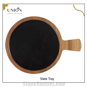 China Natural Slate Plates Trays Cutting Board Round Shape