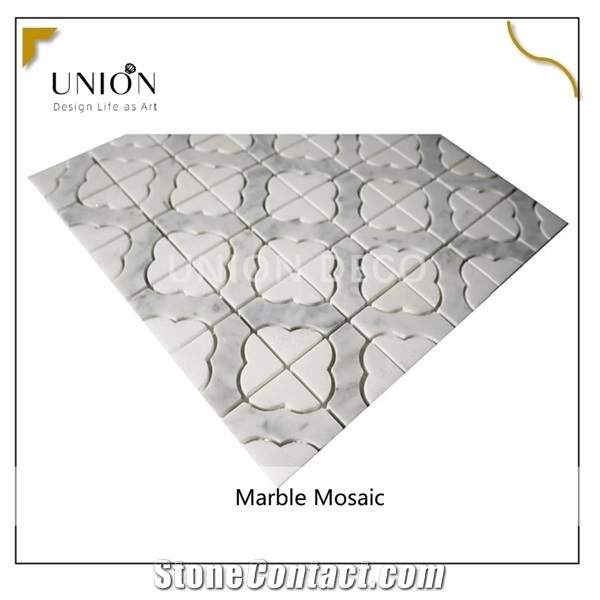 Cloud Flower Pattern Carrara White Marble Mosaic Stone Tile