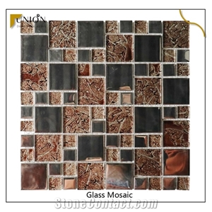 Colorful Square Shape Stainless Metal Mixed Glass Mosaic