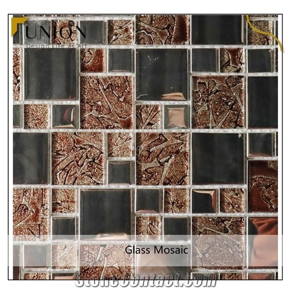 Colorful Square Shape Stainless Metal Mixed Glass Mosaic
