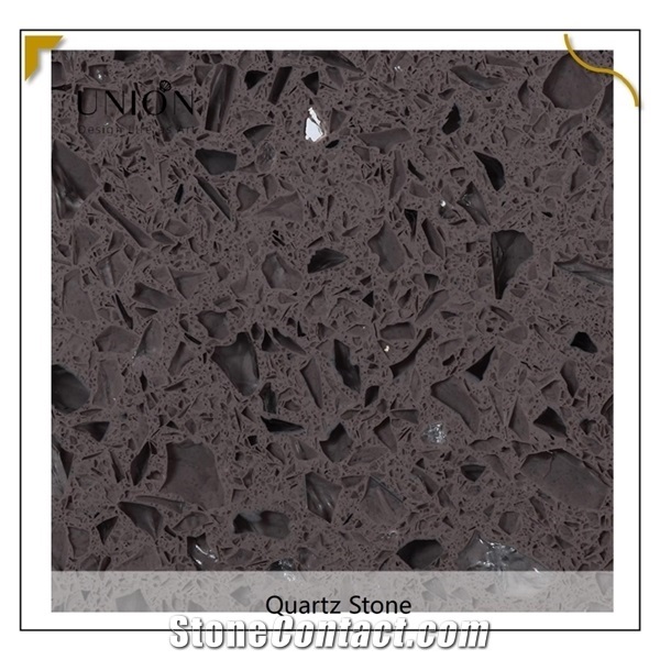 Dark Grey Quartz Chips Sheet Stone for Flooring Installation