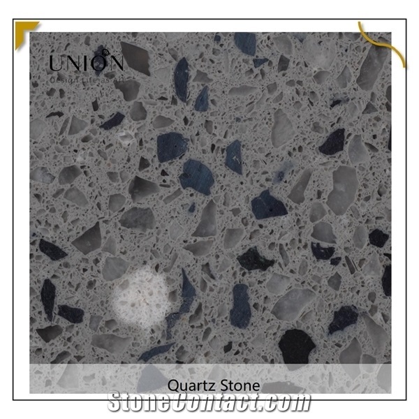 Dark Grey Quartz Chips Sheet Stone for Flooring Installation