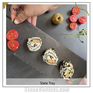 Eco-Friendly Natural Japanese Sushi Stone Slate Plates Black