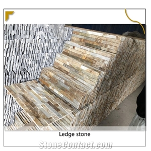 Gold Beige Culture Stone Natural Face Wall Panels in Supply