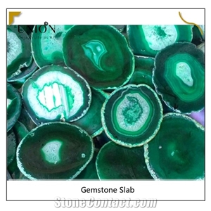 Green Artificial Stone Semiprecious Stone Slab