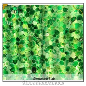 Green Color Agate Slab Precious Stone for House Table Decors