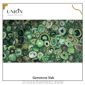 Green Color Agate Slab Precious Stone for House Table Decors