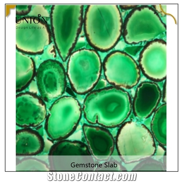 Green Semiprecious Slabs Decorative Interior Wall Panels